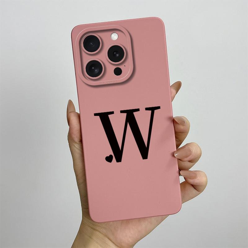 For iPhone 15 Pro Max Case iPhone 15 Plus Phone Case iPhone 15 Pro Cover iPhone 15 Cute Couple Initial Letters Skin Matte Cover