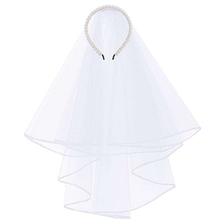

Atylish Pearls Ornament Hair Band Headdress With Integrated Mesh Veil For Bridesmaids Dancers And Fashion Lover 1