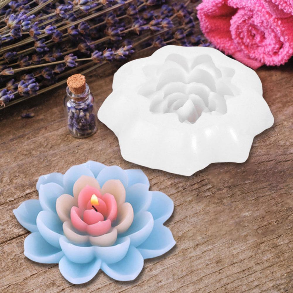 3D Lotusförmige Kerze Silikonform Lotus Kuchen Schokolade Silikonform Blume Pfingstrose Kerzenform Kleber Gips Handwerksform