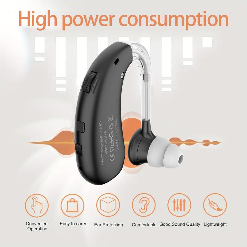 

Auxiliary headphones with hearing aid function hanging ear noise reduction designed for the elderly чёрный