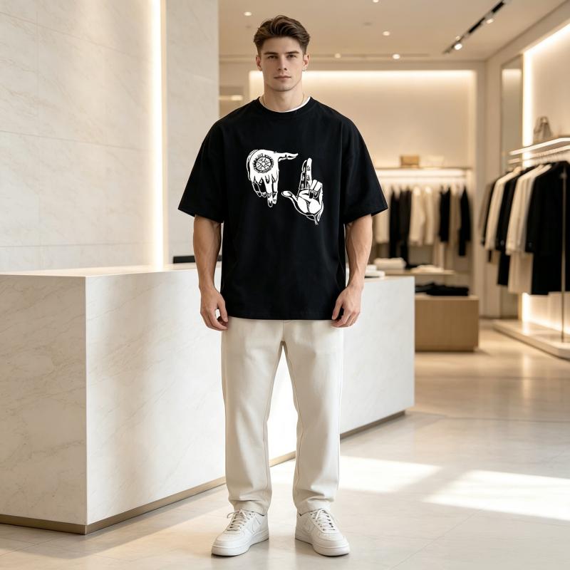 2026New Arrival Breathable Crew Neck Unisex WoUnisex Summer Casual Fashion Streetwear Novelty Tee Cotton T-shirts Gesture Fun Print
