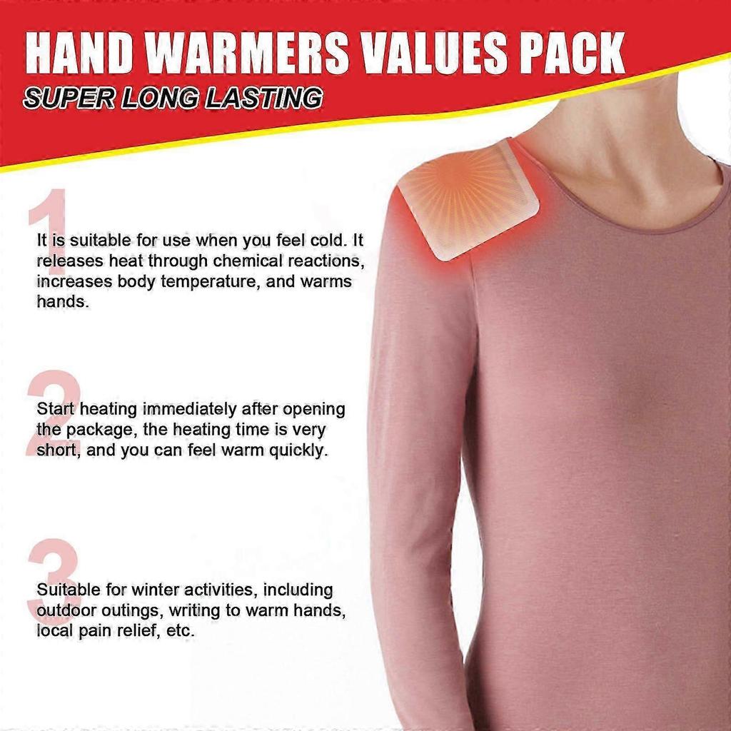 20Pcs Self-Heating Hand Warmers - Lasts 10 Hours, Portable, Quick Warm-Up for Outdoor & Pain Relief