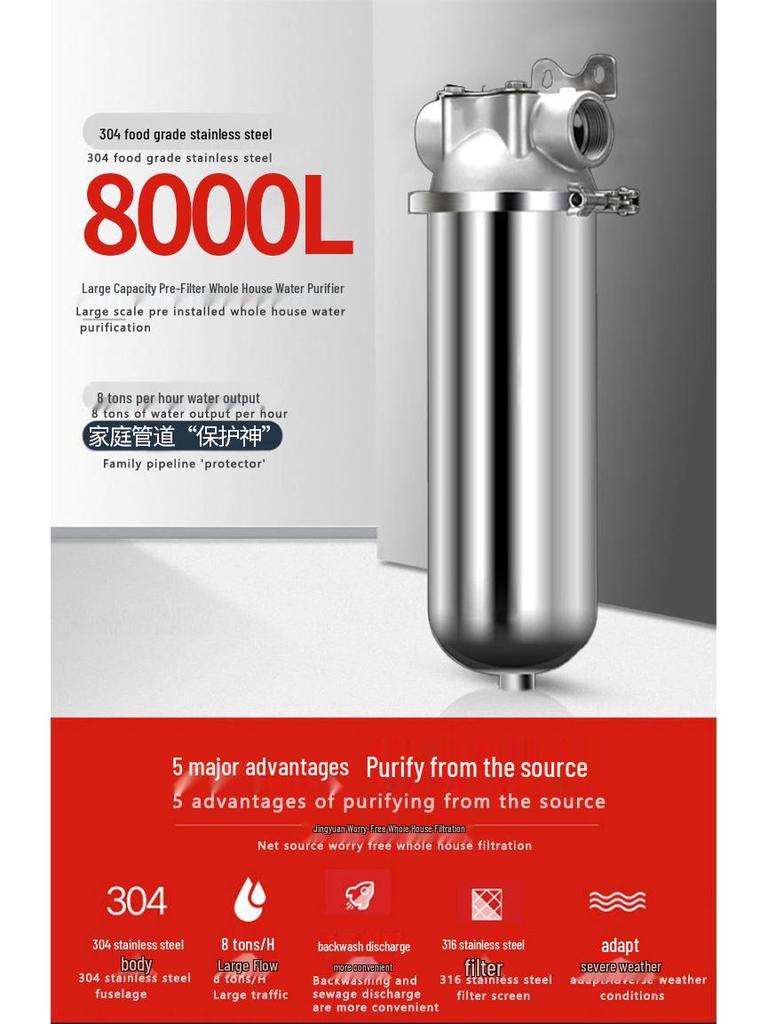 Stainless Steel Whole-House Water Purifier with Backwash System