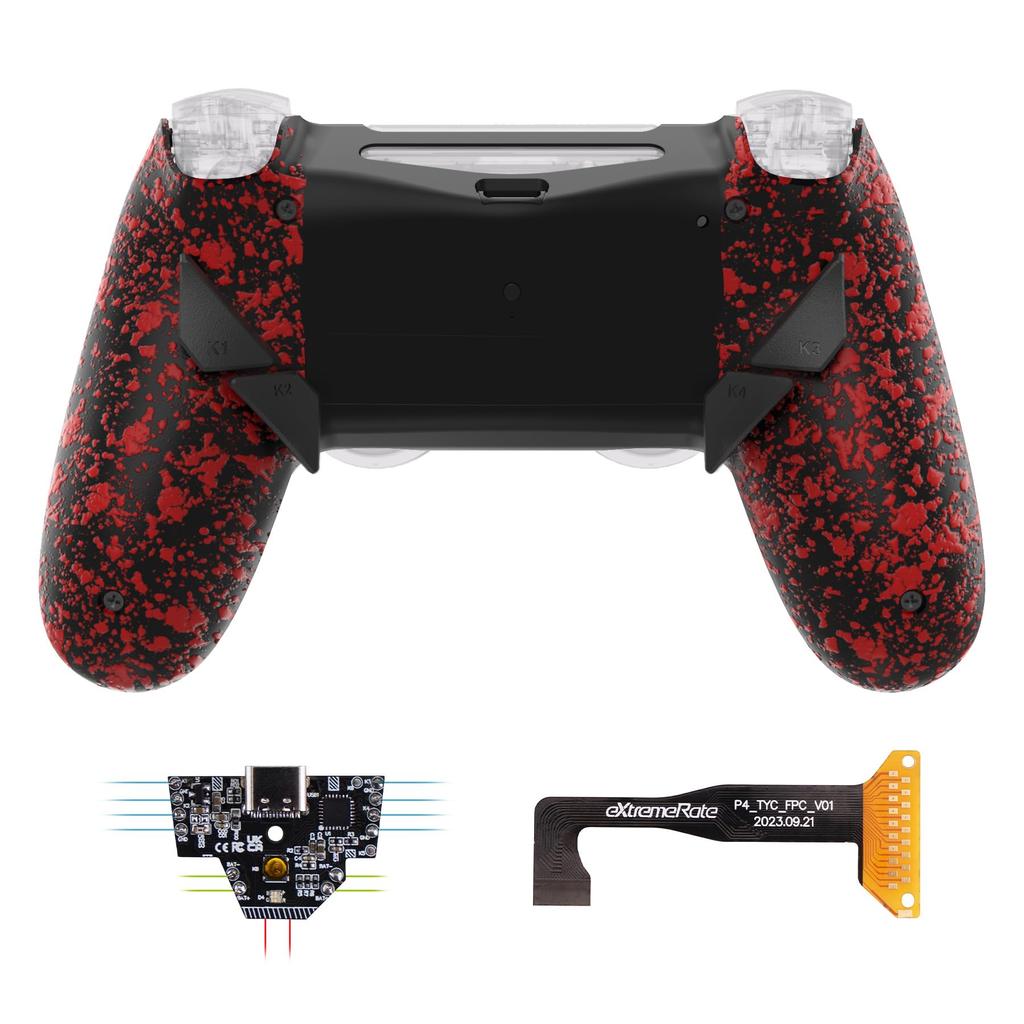 eXtremeRate Dawn Version Remap Kit for PS4 Slim Pro Controller with 6 Customizable Mapping Redesigned Textured Back Shell and 4 Back Buttons