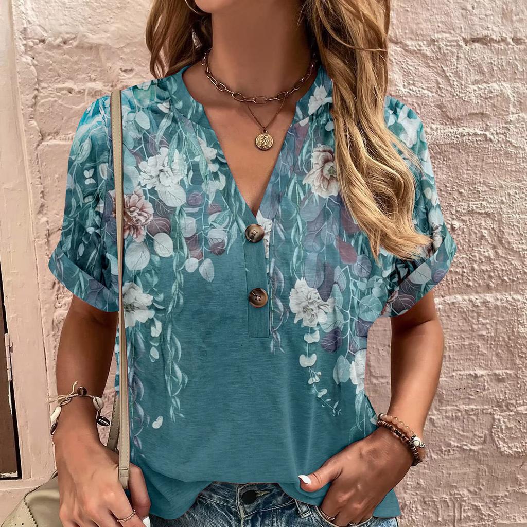 Women's T-Shirt Summer V-Neck T Shirt for Women Daily Fashion Short Sleeve Casual T-Shirt 3d Print Female Clothes