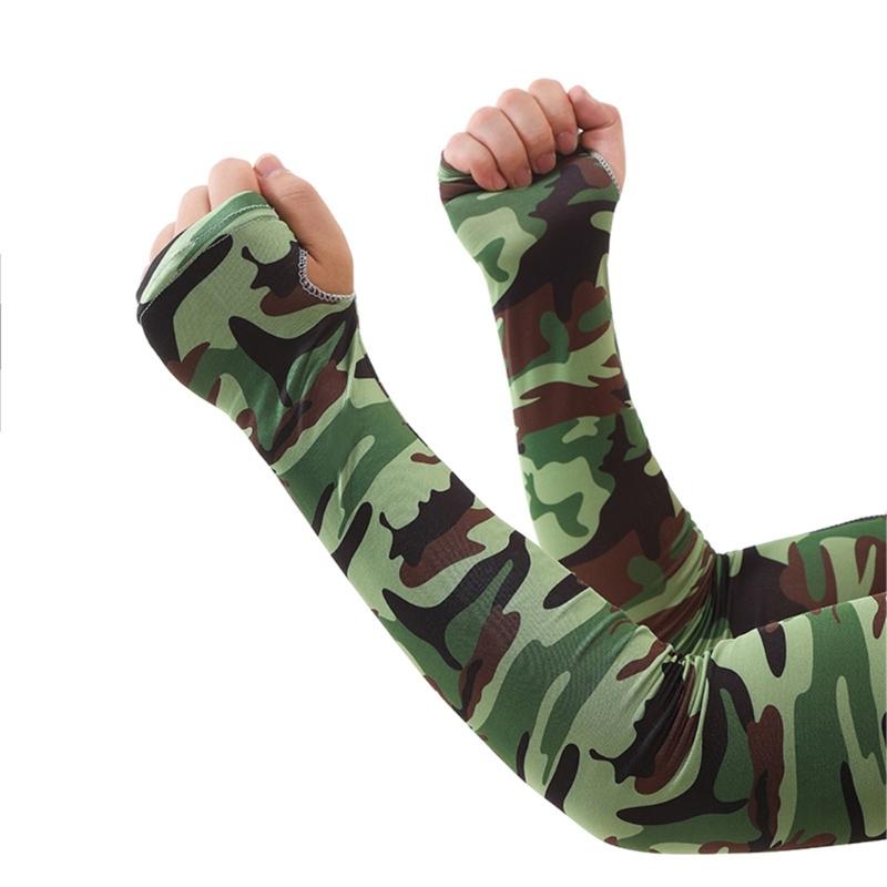 Camouflage Cooling Arm Sleeves All Age Sun Protective Arm Covers Outdoor Activity Ice Silk Arm Protectors for Cycling