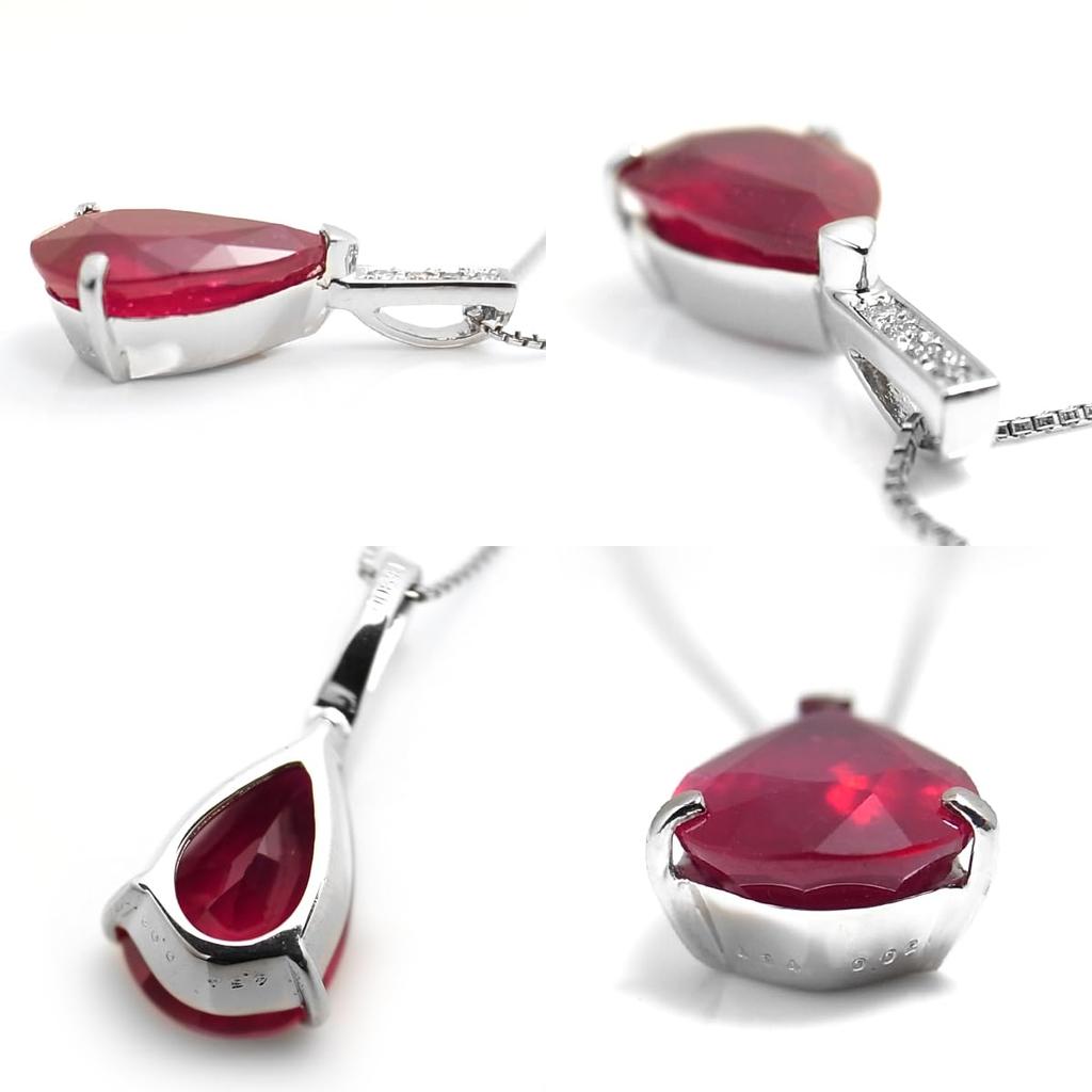Pt900 K18 Large Natural Solitaire Ruby Diamond Platinum and 4 Carats or 18K Venetian April July Certificate of Authenticity [Mirize] (4.0ct+) &