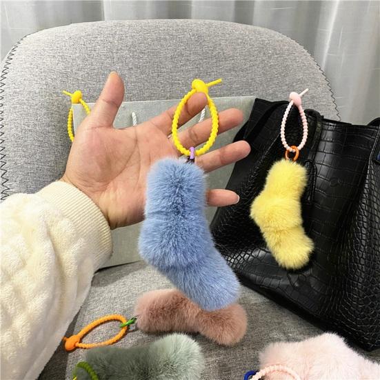 Car Key Accessory Plush Twist Knot Bag Charm, Fuzzy Keychain Pendant, Backpacks Hanging Decoration for Backpacks, Handbags, Purse, Keys Small
