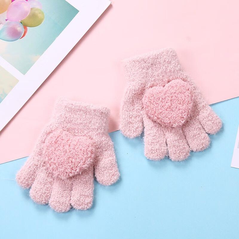 Kids' Heart-Pattern Warm Gloves