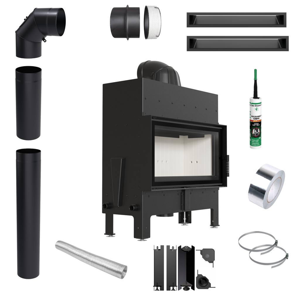 Fireplace Insert Fireplace KRATKI FLOKI M 10 kW Grille Pipe Mounting Kit