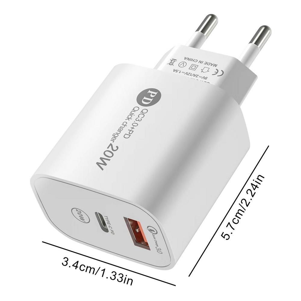 Wall Charger Plug PD20W Fast Charging Cube With USB A And Type C Ports Fast Charging USB Block For Speakers MP3 Players Mobile