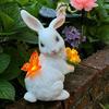 Solar Rabbit Statue Light Cute Bunny Statue Resin Rabbit Figurine Easter Rabbit Sculpture for Patio Yard Lawn