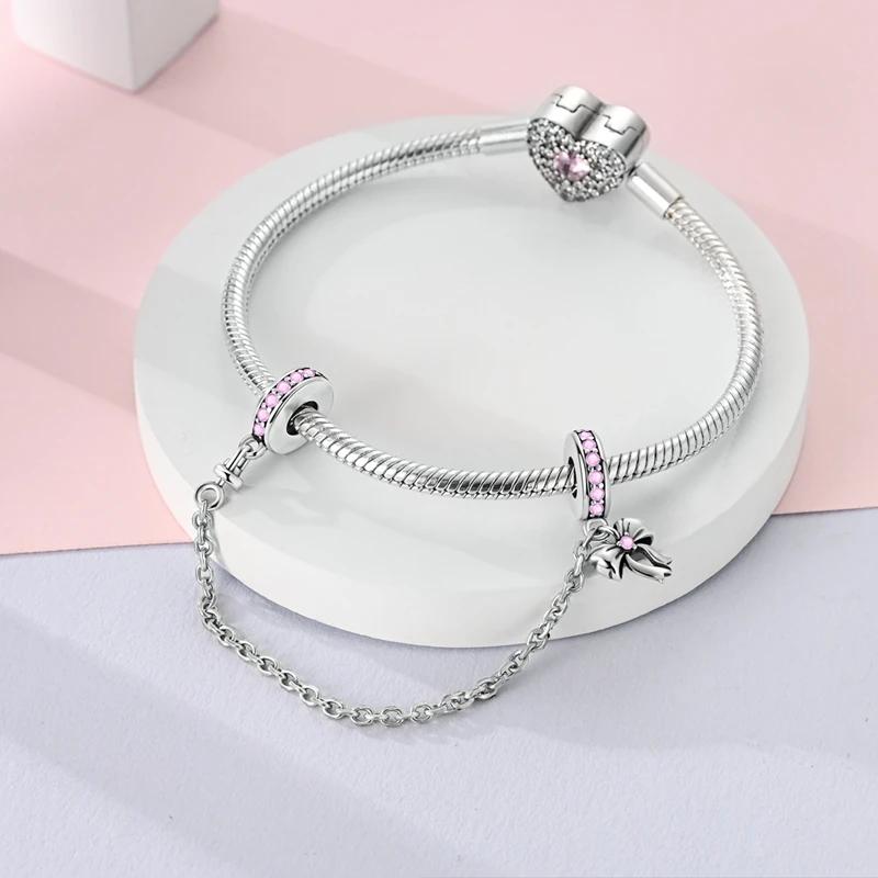 Fit Original Copper Charms Beads Bow Perfume Bottle Pink Charms For Women Fine Diy Birthday Jewelry Gifts