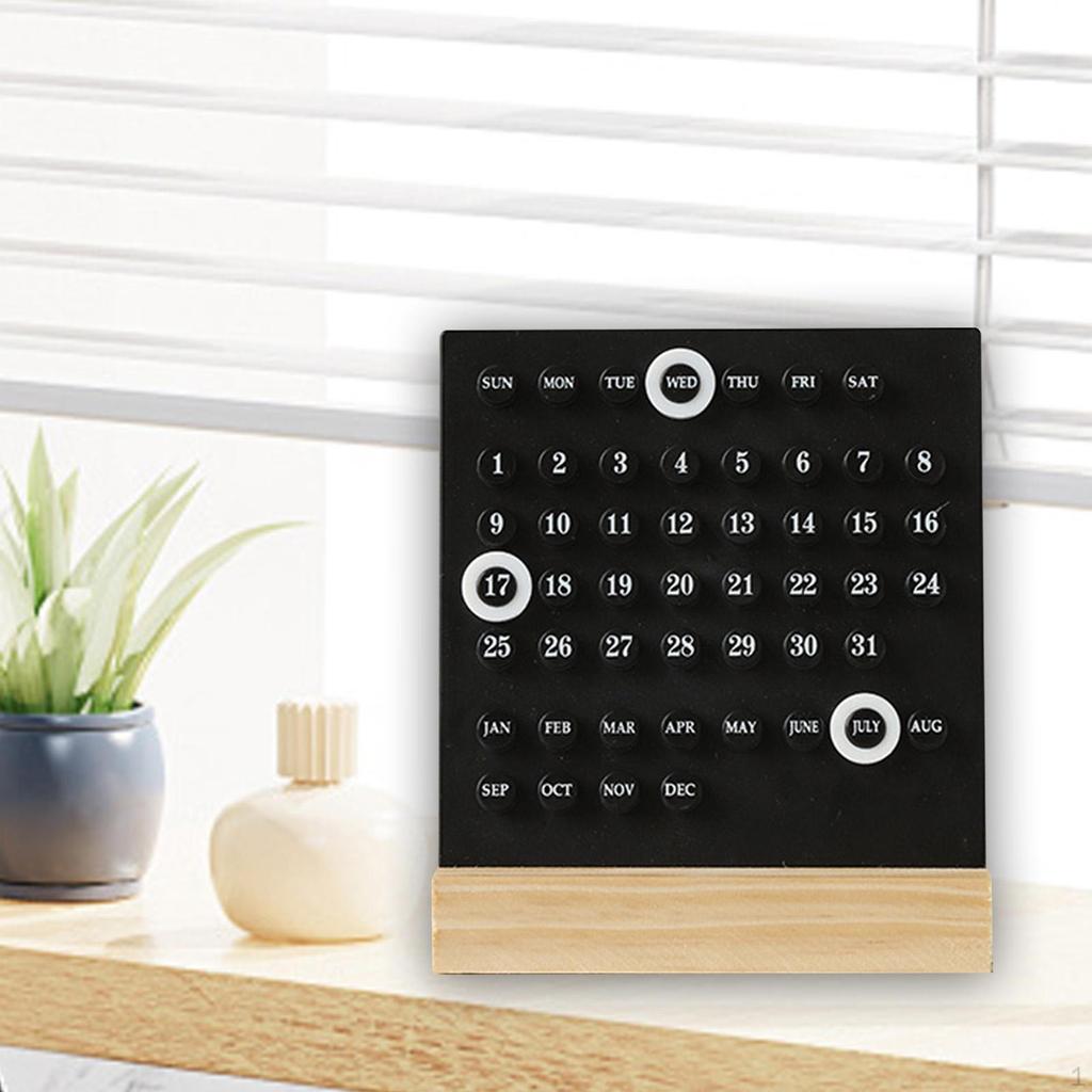 Calendar Desktop Ornaments Manual Ferrule Wood Acrylic Decor Mini Desk for Home Shop
