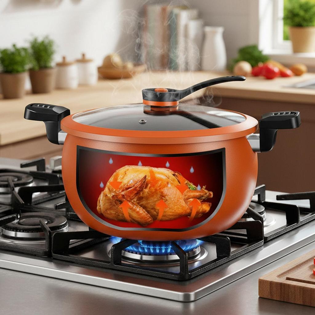 Non-stick Pressure Pot Non-stick Large-Capacity Multifunctional Cookware with Transparent Lid Slow Rice Cooker for Cooking