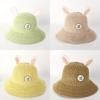 Cute Bunny Ear Knit Hat For Children Spring Autumn Outing Sun Hat Breathable Sweet Baby Basin Cap