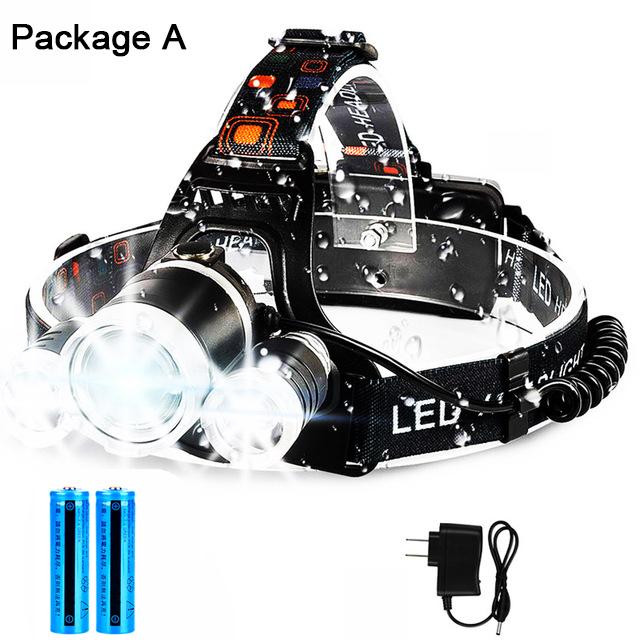 D2 Rechargeable Headlamps Wearable LED Headlight Flashlight Adult Waterproof Outdoor LED Camping Headlamp Head Flashlight Hiking