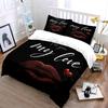 Elegant Red Lips Love Design Bedding Duvet Cover Set Duvet Cover Pillowcases  (1*Duvet Cover 2*Pillowcases, without duvet insert)