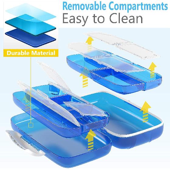 

Moisture Proof Pill Sorter Organizer Box Dispenser Home Supplement Holder Portable Vitamin Jumbo Size 8 Compartment Airtight Travel Pill Container