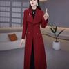 Women's Ultra-Long Woolen Windbreaker Coat: Over-the-Knee, Thickened, Plus-Size, Slimming, Waist-Cinched, Spring/Autumn 2025