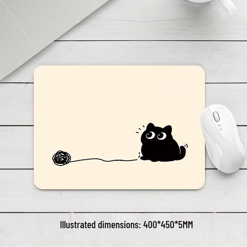 Black Cat Small Mouse Pad - Thickened, High Appearance, Locked Edge, Office Desktop, Hot Selling