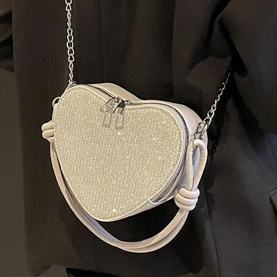 Shiny Girl Heart-shaped Bag for Women New Fashion Love Bag High-end Fashion Chain Shoulder Crossbody Bag