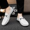 Fashion Round Toe Flat Leather Shoes for Men Black Cowhide On Sale Comfortable Pu Classic Original Fashion 2025 Luxury Man Casual Shoe