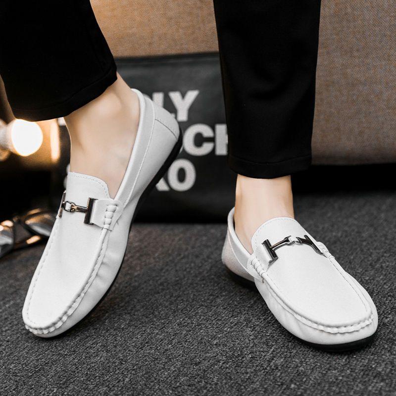 Fashion Round Toe Flat Leather Shoes for Men Black Cowhide On Sale Comfortable Pu Classic Original Fashion 2025 Luxury Man Casual Shoe