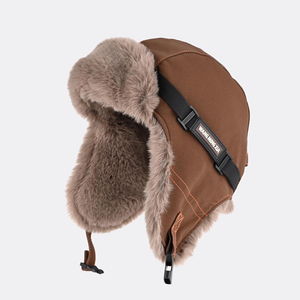 Hong Kong wind locomotive cap men and women winter velvet thickened warm ear protection cycling outdoor pilot hat