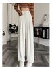 Women's High-Waist Black Pear-Shaped Pants - Plus Size, Slim, Straight, Wide-Leg, Spring/Summer Casual Wear