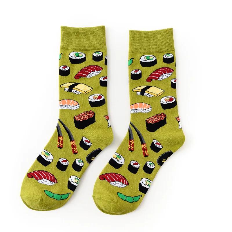 Women Socks Funny Cute Cartoon Fruits Banana Avocado Lemon Egg Cookie Donuts Food Happy Japanese Harajuku skateboard Socks