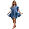 Plus Size Women's Lace V-Neck Denim Dress