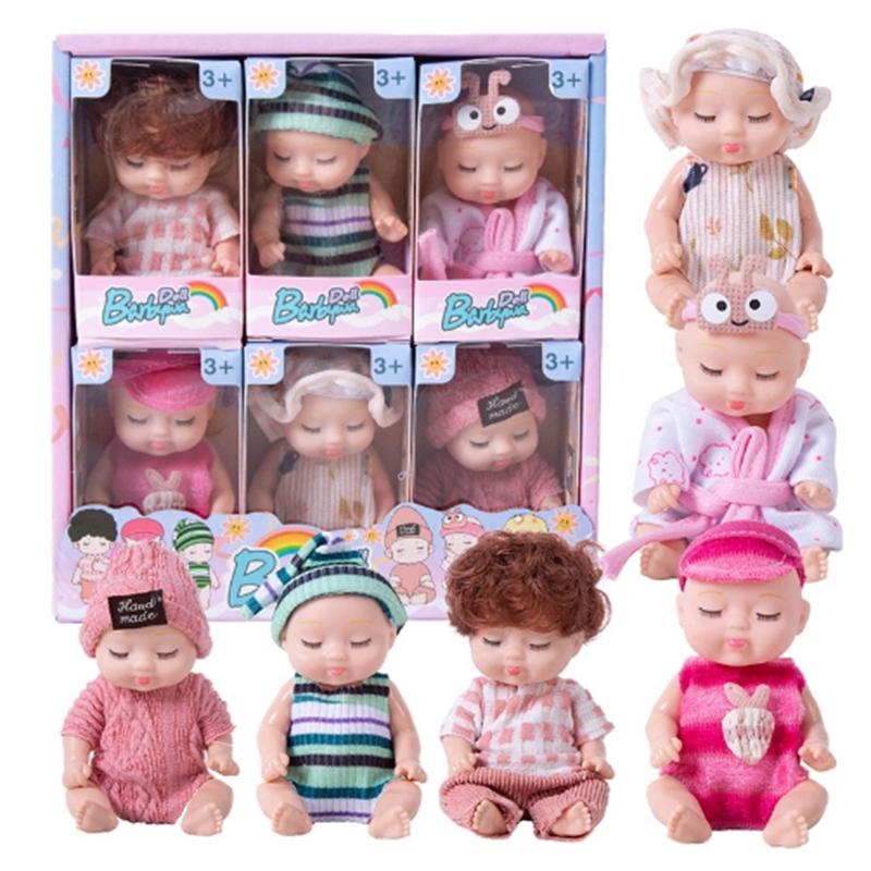 Set de mini păpuși pentru bebeluși renăscuți, drăguț, păpușă de somn cu haine, jucărie drăguță realistă din silicon pentru fetiță, băiat, ziua de naștere, cadou de Crăciun