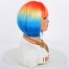 European American Women's Bangs Short Straight Hair Wig Multi-color Gradient Bob High-temperature Synthetic Headband