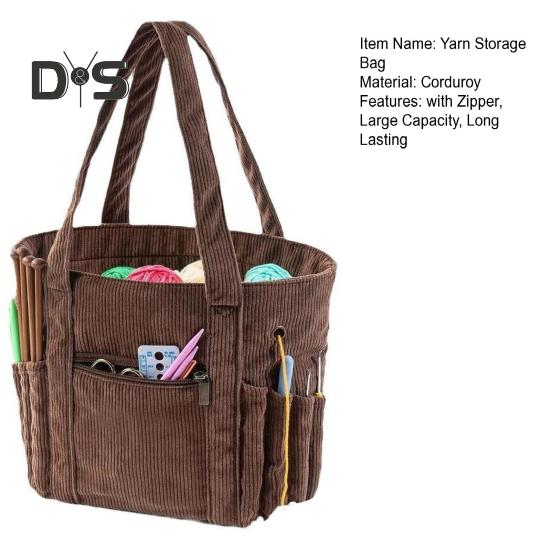 Knitting Bag Yarn Storage Organizer with Zipper Large Capacity Multipurpose Portable Knitting Tote Crochet Hooks Organizer