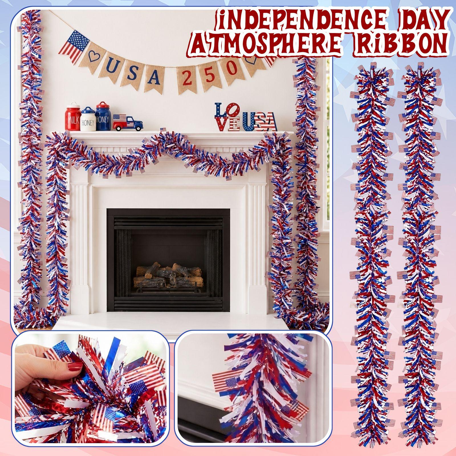 

250th Anniversary Banner Outdoor Independence Day Party Decoration 7th of July Celebration Patriotic Festive Garland 6 6FT Length One Size синій