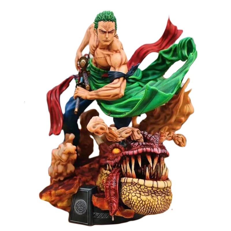 One Piece Action Figure Ls Exquisite Quality Gk Roronoa Zoro Battle 40cm Anime Model Collection Toy Figma Ko Desktop Decoration