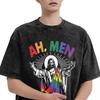 Mens T-Shirt Ah Men Funny LGBT Gay Pride Jesus Rainbow Flag Washed T-Shirts Hip Hop Summer Tee Shirt Vintage Loose Tops