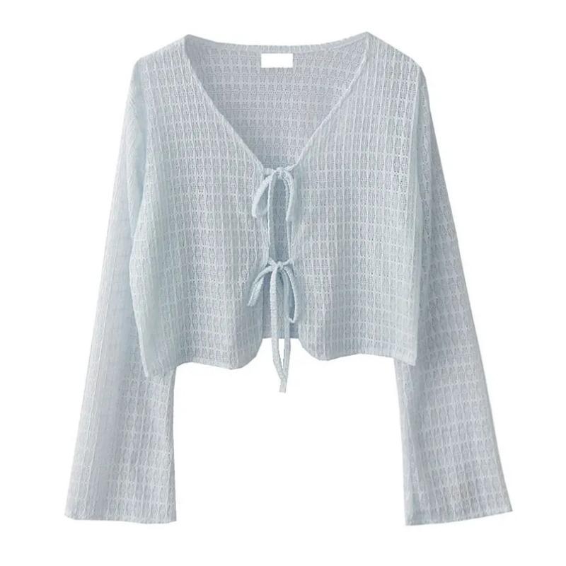 

Защитный кардиган женский летний тонкий трикотажный чехол летний тюль слинг юбки верхняя одежда для улицы L светло-синий