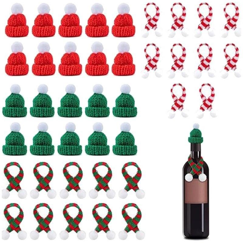 Accesorios de Disfraz Navideño para Botella de Vino de Hilos Hechos a Mano Decoración Festiva Cómoda para Suministros de Fiesta en Casa Oficina