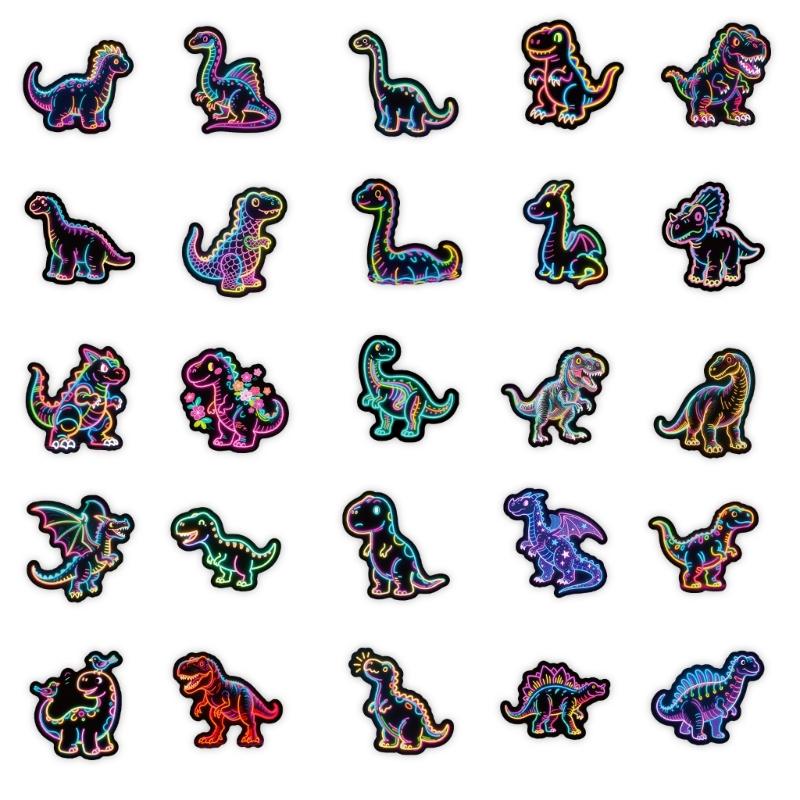 56Pieces Creative Dinosaur Graffiti Stickers for Easy Peels and Stick Application Scrapbook Luggage Decoration