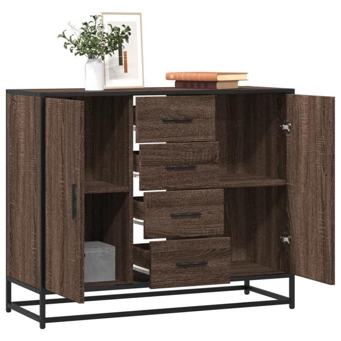 VidaXL Buffet chêne marron 92x35x76 cm Bois d'ingénierie, meuble de rangement, meuble de rangement de cuisine, meuble de 3300829