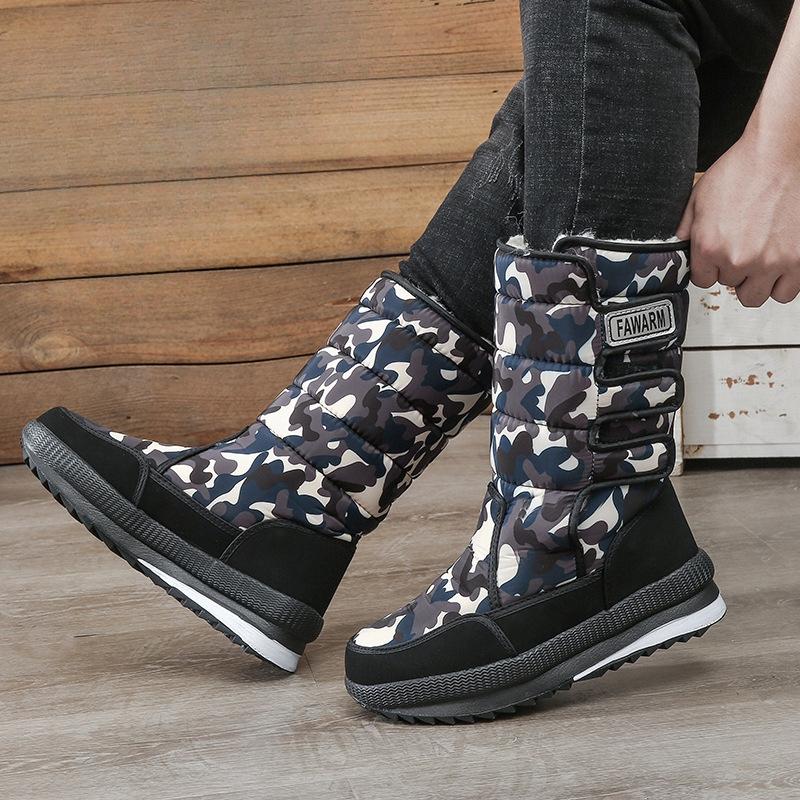 

Зимние мужские ботинки для снега, толстые, водонепроницаемые и нескользящие, хлопковые ботинки для пожилых людей, устойчивые к холоду, теплые и мягкие, высокие ботинки 45