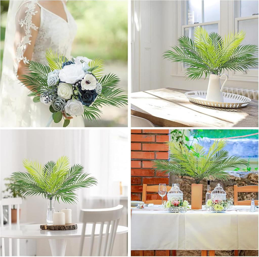 Artificial Palm Plants,Faux Plastic Palm Leaves Decor for Outdoor Indoor Garden,DIY Party Wedding Decoration Planter Filler