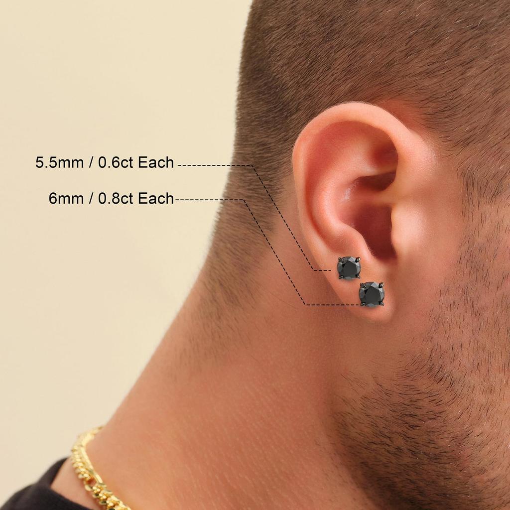 KRKC Moissanite 925 Hypoallergenic Moissanite For Both Birthday Day GRA Certification Card Earrings, Women's/Men's Earrings, Silver, Diamond, Jewelry,