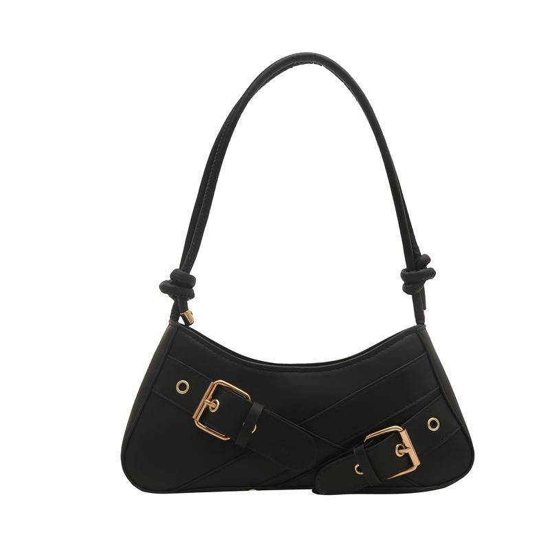 Neues Mode-Nischen-Gürteldesign Retro-Trend Unifarbe Spice Girl Achseltasche Lokomotivtasche Umhängetasche Damen