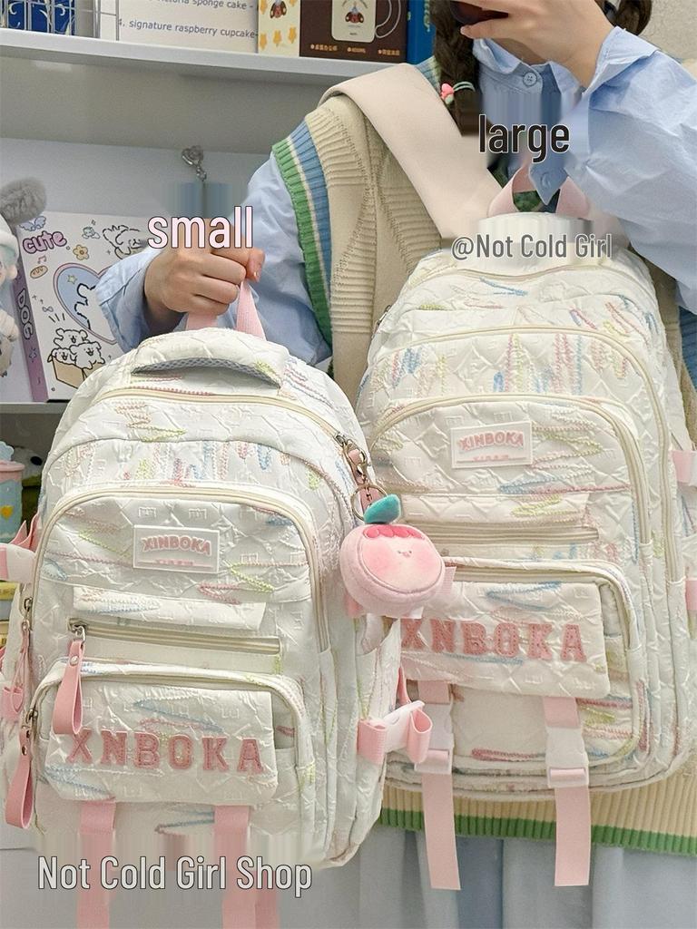 Cute Lightweight Rainbow Pleated Backpack for High School & Middle School Students