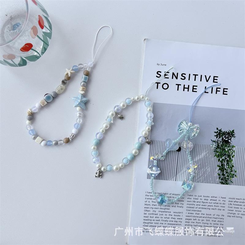 Handmade Sea Salt Blue Star Beaded Phone Lanyard