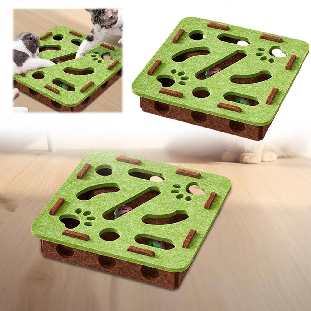 Cat Puzzle Toy Indoor Cats Scratch Interactive Puzzle Toy Kitten Playing Maze With Bell Balls For Home Indoor Living Room Kitten