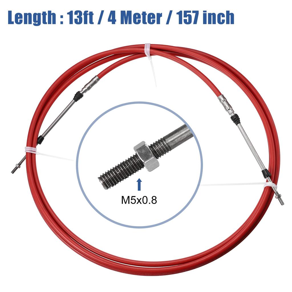 Motoforti Marine Throttle Shift Remote Box Cable, Type 3300/33C, Compatible with Yam Aha Outboard Motor Steering Systems, Red, 4 Meters Long, 1 Piece